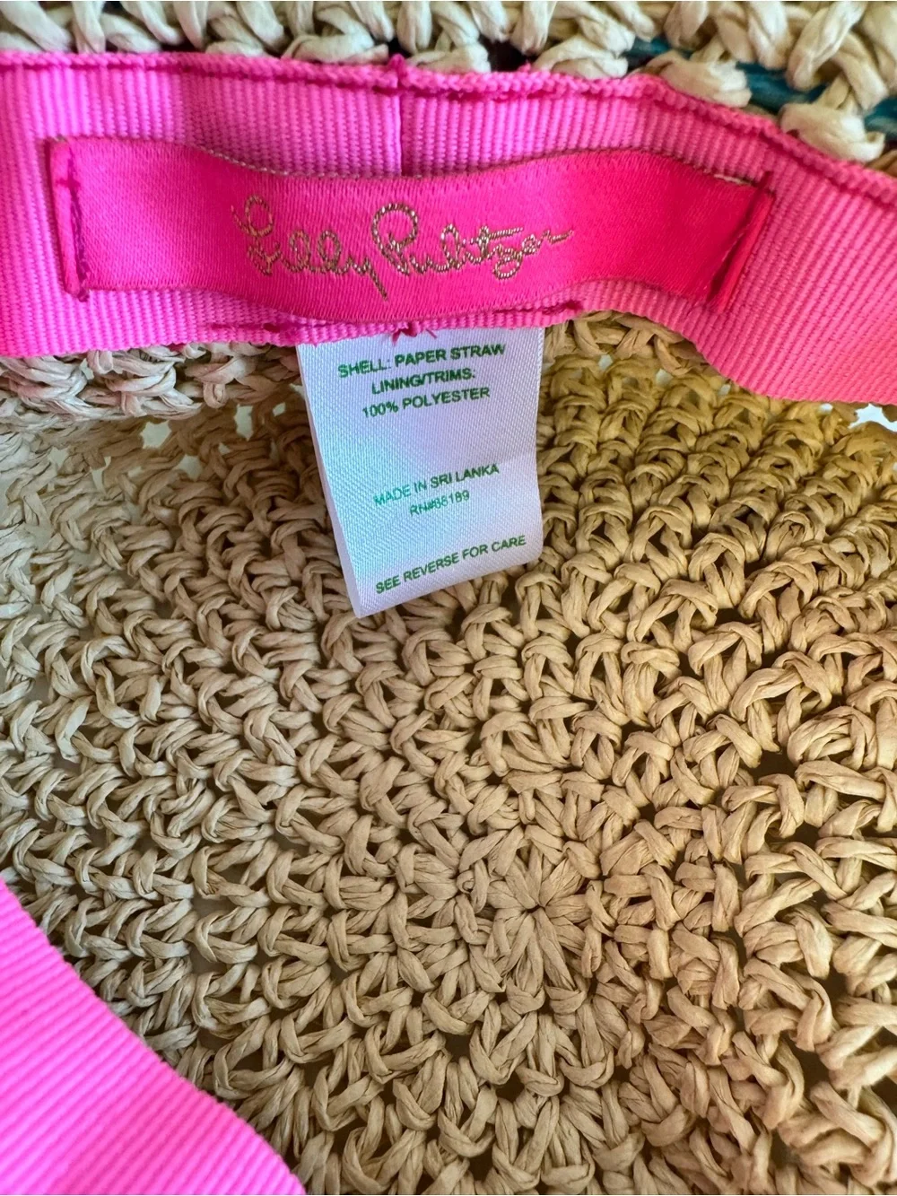 Lilly Pulitzer Straw Sun Hat with Pink & Blue Floral Band